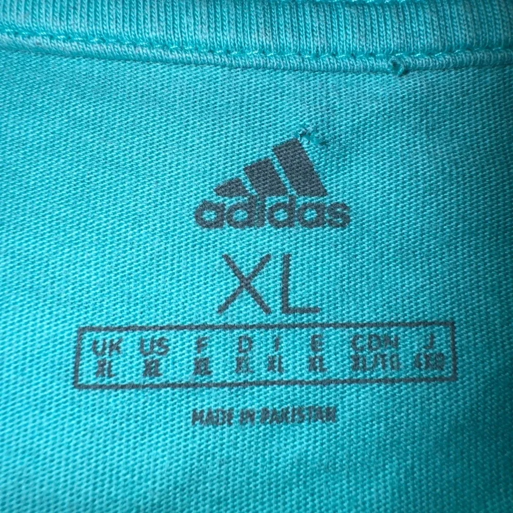 Adidas Mens XL Teal Blue Wavy Graphic T-Shirt HE4801